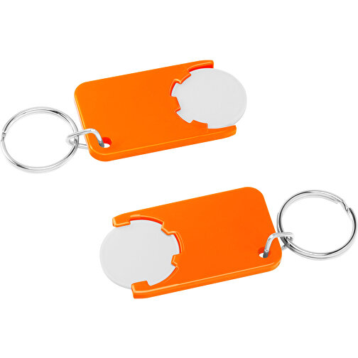 Chiphalter Mit 1€-Chip 'Beta' , weiß, orange, ABS+MET, 5,20cm x 0,30cm x 2,90cm (Länge x Höhe x Breite), Bild 1