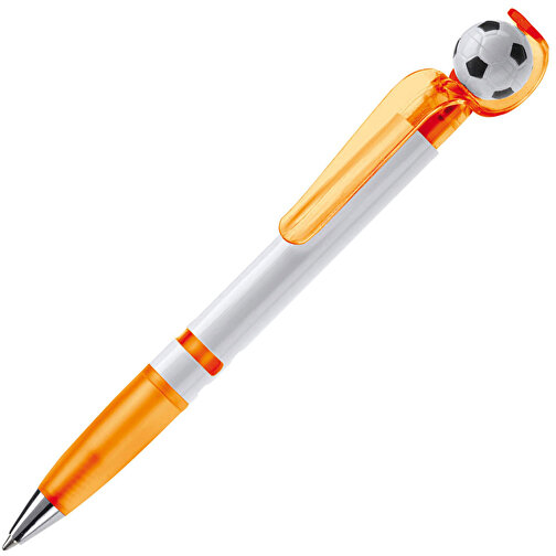 Fan Kugelschreiber Mit Fussball , orange, ABS, 14,50cm (Länge), Bild 2