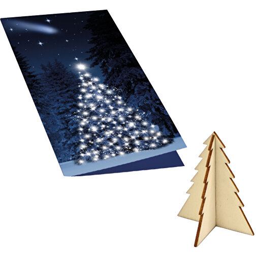Weihnachtskarte Wintertanne , blau, Papier,Holz, 10,50cm x 21,00cm (Länge x Breite), Bild 1