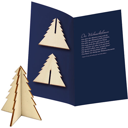 Weihnachtskarte Wintertanne , blau, Papier, Holz, 10,50cm x 21,00cm (Länge x Breite), Bild 2