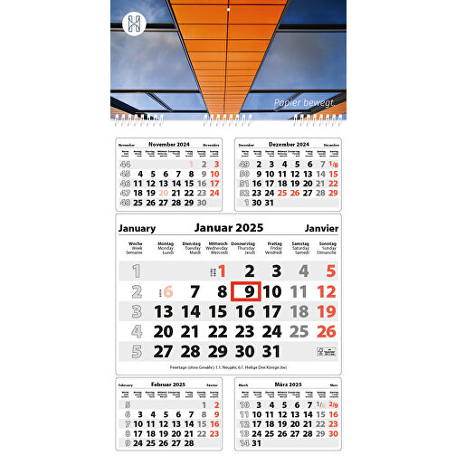 5-Monats DIN A3 Kalender 'Five' , weiss, Kopflasche: 290 g/m² Chromokarton, Kalenderblätter: 70 g/m² holzfrei weiss, chlorfrei gebleicht, 42,00cm x 29,60cm (Höhe x Breite), Bild 2