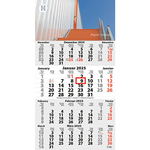 4-Monats DIN A3 Kalender 'Four Euro' , Kopflasche: 290 g/m² Chromokarton, Kalenderblätter: 70 g/m² holzfrei weiss, chlorfrei gebleicht, 42,00cm x 29,60cm (Höhe x Breite), Bild 1