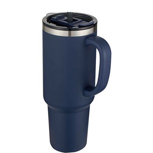 Sydney 1200 Ml Doppelwandiger RCS-zertifizierter Kupfer-Vakuum Isolierbecher Mit Strohhalm , navy, Recycled stainless steel, 14,00cm x 26,50cm x 7,50cm (Länge x Höhe x Breite), Bild 1