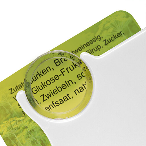 Chiphalter Mit 1€-Chip Und Lupe , grün, weiß, ABS+PS, 6,00cm x 0,40cm x 4,00cm (Länge x Höhe x Breite), Bild 3