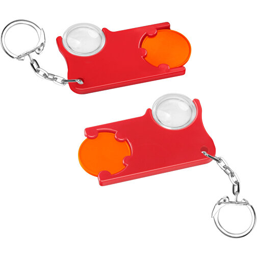 Chiphalter Mit 1€-Chip Und Lupe , orange, rot, ABS+PS+MET, 6,00cm x 0,40cm x 4,00cm (Länge x Höhe x Breite), Bild 1