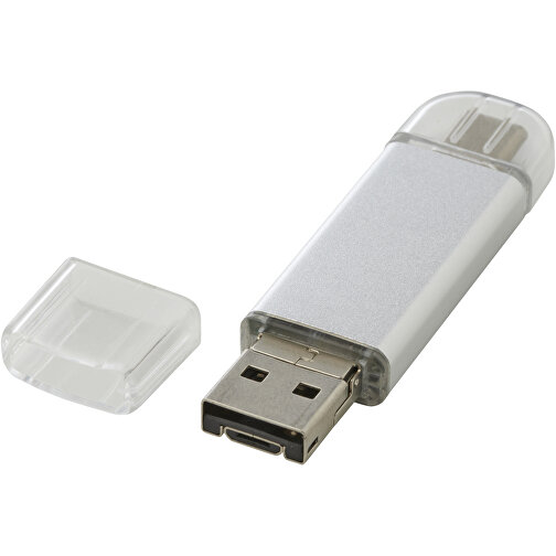 OTG USB Typ-C Stick Aluminium , silber MB , 2 GB , Aluminium MB , 6,30cm x 1,60cm x 0,50cm (Länge x Höhe x Breite), Bild 1