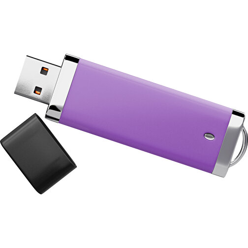 PromoPerfect USB-STICK 2.0 PLASTIK , lavendellila / schwarz MB , 65 GB , Gummiplastik, Kunststoff MB , 7,00cm x 0,70cm x 2,00cm (Länge x Höhe x Breite), Bild 1