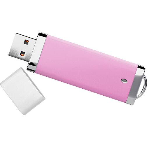 PromoPerfect USB-STICK 2.0 PLASTIK , rosa / weiß MB , 65 GB , Gummiplastik, Kunststoff MB , 7,00cm x 0,70cm x 2,00cm (Länge x Höhe x Breite), Bild 1