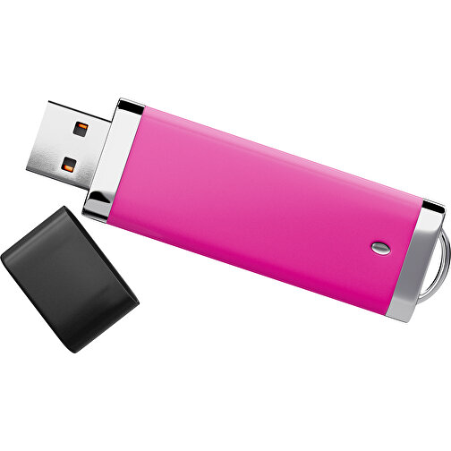 PromoPerfect USB-STICK 2.0 PLASTIK , pink / schwarz MB , 65 GB , Gummiplastik, Kunststoff MB , 7,00cm x 0,70cm x 2,00cm (Länge x Höhe x Breite), Bild 1