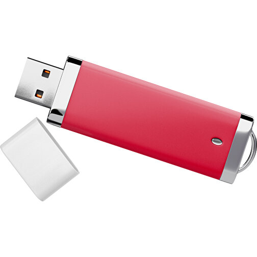 PromoPerfect USB-STICK 2.0 PLASTIK , dunkelrot / weiß MB , 65 GB , Gummiplastik, Kunststoff MB , 7,00cm x 0,70cm x 2,00cm (Länge x Höhe x Breite), Bild 1