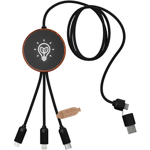 SCX.design C40 Câble de recharge 5 en 1 en rPET avec pad de recharge 10W et logo lumineux, Image 1