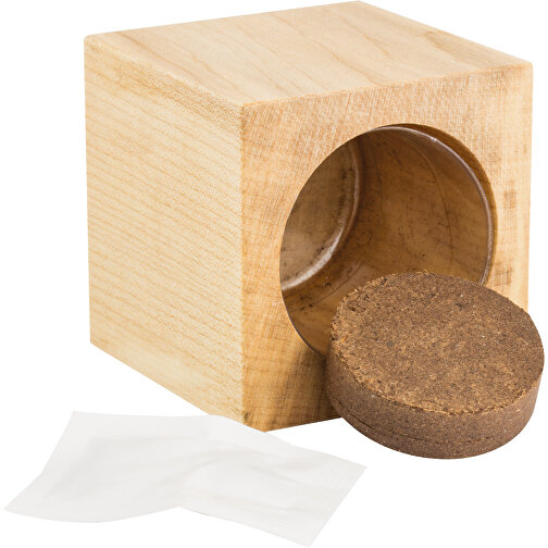 Pot cube bois maxi avec graines - Myosotis, 1 sites gravés au laser, Image 3