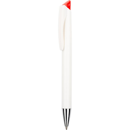 Kugelschreiber Roxi Weiß , Promo Effects, weiß / rot, Kunststoff, 14,10cm (Länge), Bild 1