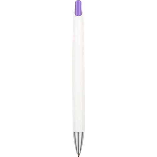 Kugelschreiber Roxi Weiß , Promo Effects, weiß / lila, Kunststoff, 14,10cm (Länge), Bild 3