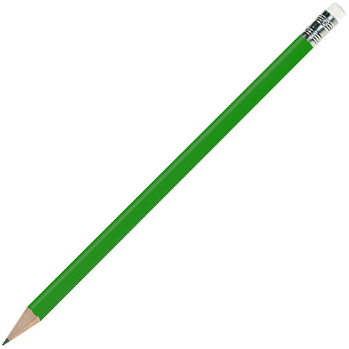 Bleistift Rund, Lackiert, Mit Radierer , grün/weiss, Holz, 18,50cm x 0,70cm x 0,70cm (Länge x Höhe x Breite), Bild 2