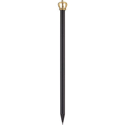 Bleistift Mit Metallkrone , schwarz, Krone gold, Holz, 19,00cm (Länge), Bild 1