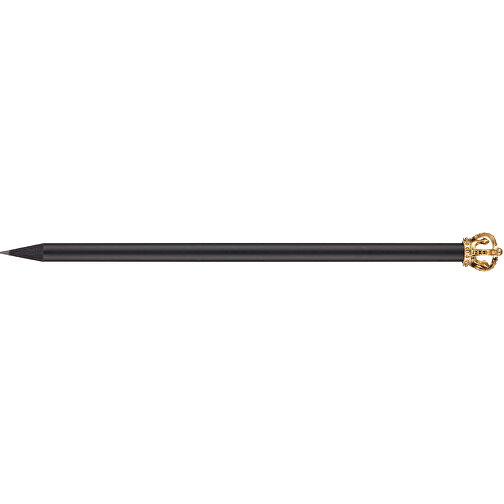 Bleistift Mit Metallkrone , schwarz, Krone gold, Holz, 19,00cm (Länge), Bild 3