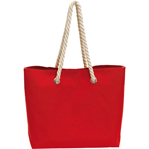Strandtasche CAPRI , rot, 300D Polyester, 45,00cm x 35,00cm x 18,00cm (Länge x Höhe x Breite), Bild 1