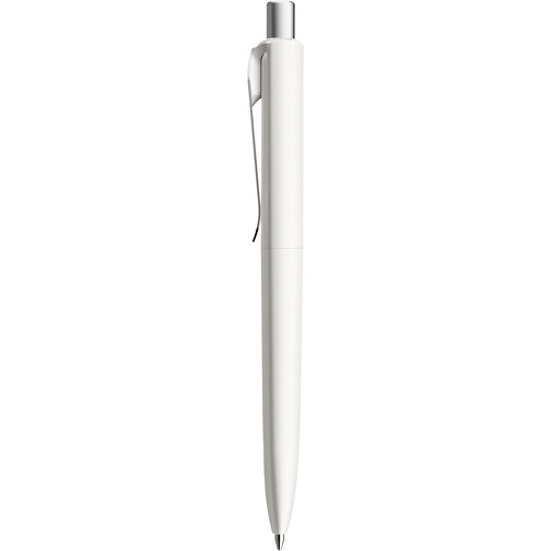 Prodir DS8 PSM Push Kugelschreiber , Prodir, weiß/silber satiniert, Kunststoff/Metall, 14,10cm x 1,50cm (Länge x Breite), Bild 2