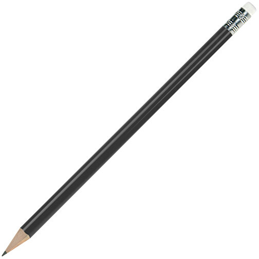 Bleistift Rund, Lackiert, Mit Radierer , schwarz/weiss, Holz, 18,50cm x 0,70cm x 0,70cm (Länge x Höhe x Breite), Bild 2