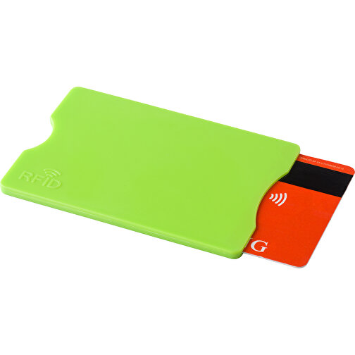 Kreditkartenhalter Aus Kunststoff Yara , limettengrün, PS, Aluminium folie, 8,90cm x 0,40cm x 6,00cm (Länge x Höhe x Breite), Bild 2