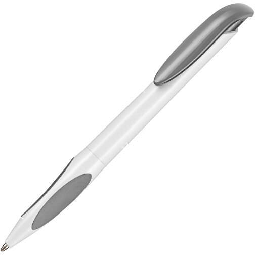 Kugelschreiber ATMOS , Ritter-Pen, weiß/stein-grau, ABS-PP-Kunststoff, 14,50cm (Länge), Bild 2