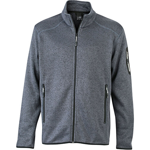 Men’s Knitted Fleece Jacket , James Nicholson, dunkelgrau-melange / silber, XL, , Bild 1