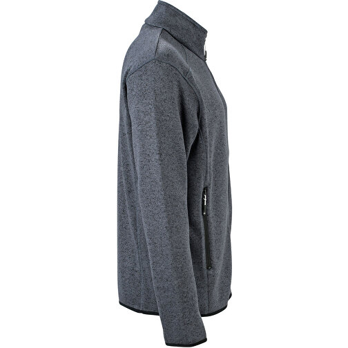 Men’s Knitted Fleece Jacket , James Nicholson, dunkelgrau-melange / silber, XL, , Bild 3