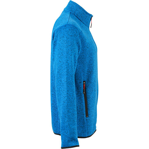 Men’s Knitted Fleece Jacket , James Nicholson, royal-melange / rot, 3XL, , Bild 3