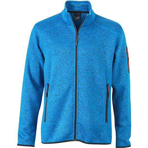 Men’s Knitted Fleece Jacket , James Nicholson, royal-melange / rot, XXL, , Bild 1