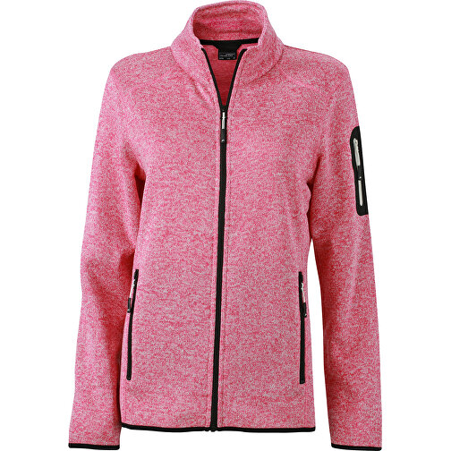 Ladies’ Knitted Fleece Jacket , James Nicholson, pink-melange / offweiß, XL, , Bild 1