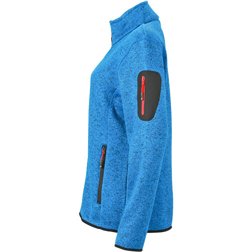 Ladies’ Knitted Fleece Jacket , James Nicholson, royal-melange / rot, XL, , Bild 2