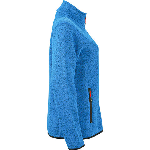 Ladies’ Knitted Fleece Jacket , James Nicholson, royal-melange / rot, S, , Bild 3