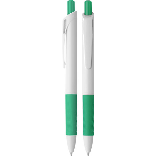 Druckkugelschreiber 'Iota' , weiss, grün, ABS, 13,80cm (Länge), Bild 1