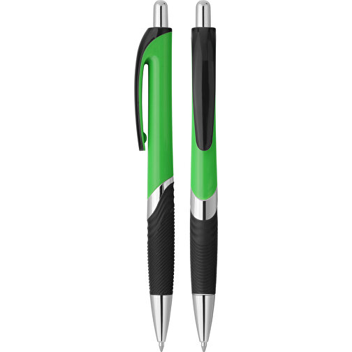 Druckkugelschreiber 'Lambda' , grün, schwarz, ABS, 14,10cm (Länge), Bild 1