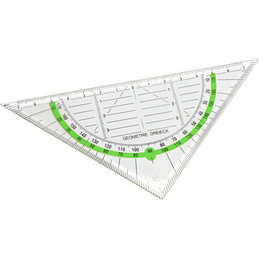 Geo-Dreieck , glasklar, neongrün, PS, 16,00cm x 0,20cm x 8,00cm (Länge x Höhe x Breite), Bild 1