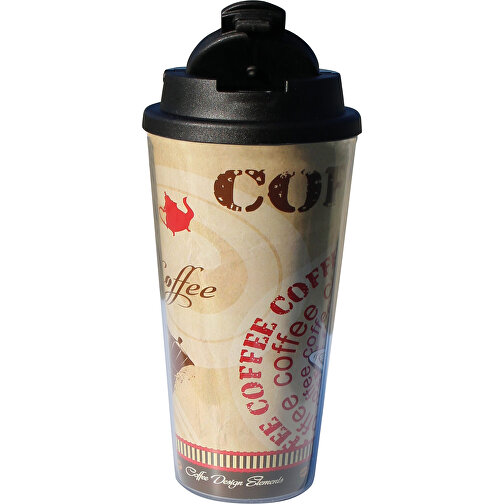 Thermobecher COFFEE To Go Mug Big , schwarz, Innen und transparentes Außenteil  PS, Deckel PP, 18,00cm (Höhe), Bild 1