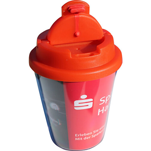 Thermobecher COFFEE To Go Mug Mini, 250 Ml , rot, Innen und transparentes Außenteil  PS, Deckel PP, 12,00cm (Höhe), Bild 2
