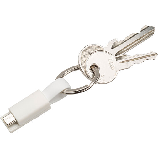 Schlüsselanhänger Micro-USB Kabel Kurz , Promo Effects, weiss, Kunststoff, 6,50cm (Länge), Bild 3