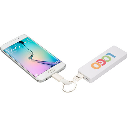 Schlüsselanhänger Micro-USB Kabel Kurz , Promo Effects, weiß, Kunststoff, 6,50cm (Länge), Bild 4