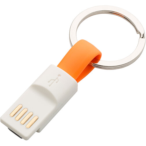 Schlüsselanhänger Micro-USB Kabel Kurz , Promo Effects, orange, Kunststoff, 6,50cm (Länge), Bild 1