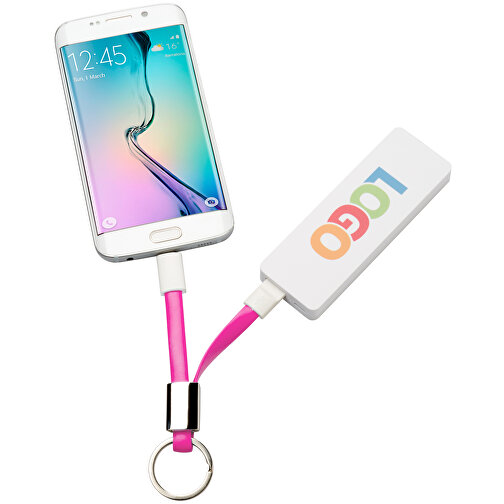 Schlüsselanhänger Micro-USB Kabel Lang , Promo Effects, pink, Kunststoff, 13,50cm (Länge), Bild 4