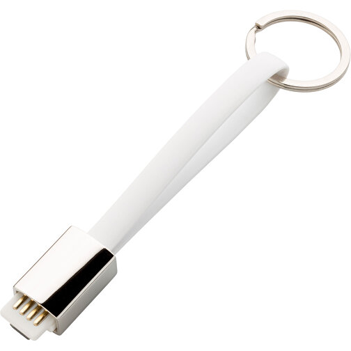 Schlüsselanhänger Micro-USB Kabel Lang , Promo Effects, weiß, Kunststoff, 13,50cm (Länge), Bild 1