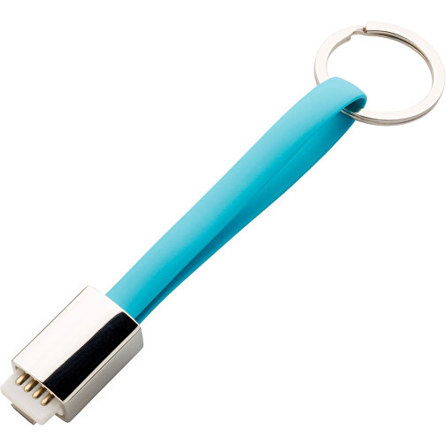 Schlüsselanhänger Micro-USB Kabel Lang , Promo Effects, blau, Kunststoff, 13,50cm (Länge), Bild 1