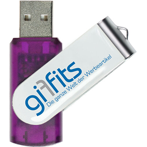 USB-Stick SWING DOMING 1GB , Promo Effects MB , violett transparent MB , 1 GB , Kunststoff/ Aluminium MB , 3 - 10 MB/s MB , 5,70cm x 1,00cm x 1,90cm (Länge x Höhe x Breite), Bild 1