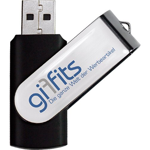 USB-Stick SWING DOMING 4GB , Promo Effects MB , schwarz MB , 4 GB , Kunststoff/ Aluminium MB , 3 - 10 MB/s MB , 5,70cm x 1,00cm x 1,90cm (Länge x Höhe x Breite), Bild 1