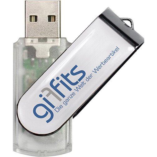 USB-Stick SWING DOMING 4GB , Promo Effects MB , klar transparent MB , 4 GB , Kunststoff/ Aluminium MB , 3 - 10 MB/s MB , 5,70cm x 1,00cm x 1,90cm (Länge x Höhe x Breite), Bild 1