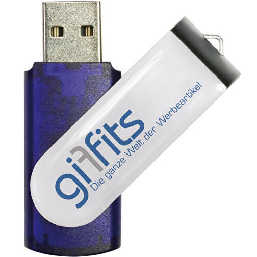 USB-Stick SWING DOMING 16GB , Promo Effects MB , blau transparent MB , 16 GB , Kunststoff/ Aluminium MB , 3 - 10 MB/s MB , 5,70cm x 1,00cm x 1,90cm (Länge x Höhe x Breite), Bild 1