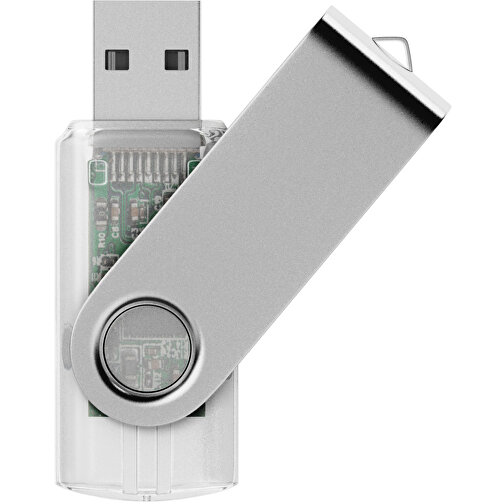 USB-Stick SWING 2.0 32 GB , Promo Effects MB , klar transparent MB , 32 GB , Kunststoff, Metall MB , 3 - 10 MB/s MB , 5,80cm x 1,09cm x 1,90cm (Länge x Höhe x Breite), Bild 1