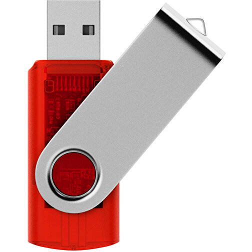 USB-Stick SWING 3.0 8 GB , Promo Effects MB , rot transparent MB , 8 GB , Kunststoff, Metall MB , 10 - 45 MB/s MB , 5,70cm x 1,09cm x 1,90cm (Länge x Höhe x Breite), Bild 1